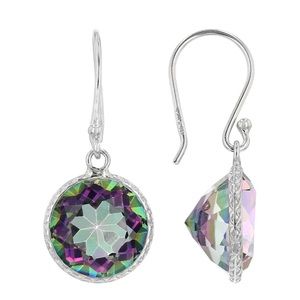 Multi-Color Quartz Rhodium Over Sterling Silver Solitaire Earrings 8.00ctw